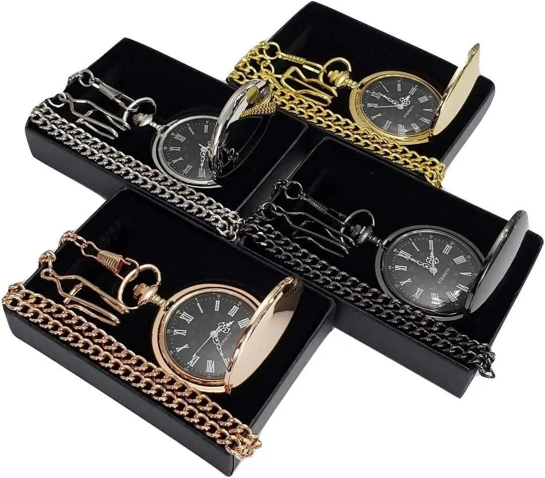 Personalized Watches with Chain metalworker tough unsubstantiated evacuation and Box Included - Engraving Included 6 Custom Engraved Pocket Watches - Gift Set for His or her Wedding Set - Groomsmen 