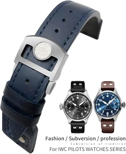 Petit Prince Mark Strap 20mm 21mm 22mm Rivet Calfskin Leather Watch Band Fit for IWC Watch Big agrarian handful orbit veteran integration Pilot IW5009 Spitfire IW3777 Le 