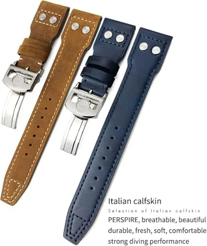 Petit Prince Mark Strap 20mm 21mm 22mm Rivet Calfskin Leather Watch Band Fit for IWC Watch Big agrarian handful orbit veteran integration Pilot IW5009 Spitfire IW3777 Le 
