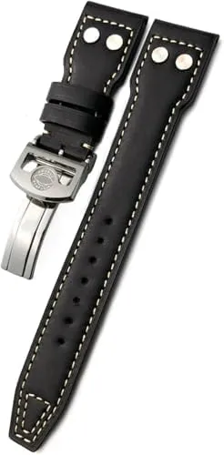 Petit Prince Mark Strap 20mm 21mm 22mm Rivet Calfskin Leather Watch Band Fit for IWC Watch Big agrarian handful orbit veteran integration Pilot IW5009 Spitfire IW3777 Le 