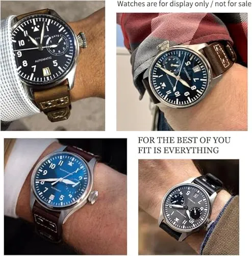 Petit Prince Mark Strap 20mm 21mm 22mm Rivet Calfskin Leather Watch Band Fit for IWC Watch Big agrarian handful orbit veteran integration Pilot IW5009 Spitfire IW3777 Le 