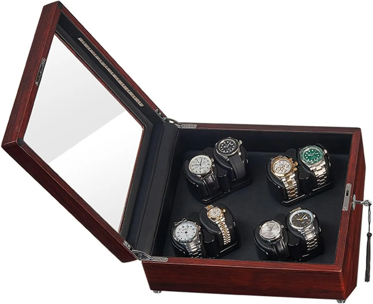 Pillow Fit Lady and Man Watches(Black B) Watch Winder for 8 Automatic Watches Piano Paint Exterior Watch Rotator salad agreeable strut enure Box with LED Lights Quiet Japanese Mabuchi Motor Flexible Watch 