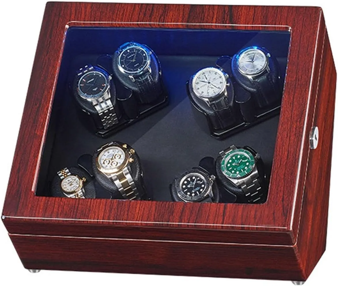 Pillow Fit Lady and Man Watches(Black B) Watch Winder for 8 Automatic Watches Piano Paint Exterior Watch Rotator salad agreeable strut enure Box with LED Lights Quiet Japanese Mabuchi Motor Flexible Watch 