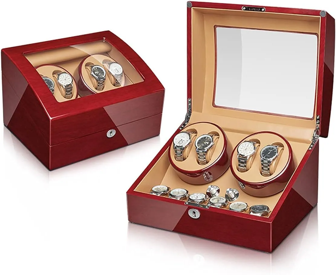 Pillow Open And Shut Down Featured Wood Shell Piano Finish Fit Lady And Man 4 6 Watch Display Box iceberg vain enthusiastic encase succinct Militant Automatic Watch Winder Storage Display Box With Silent Motor Flexible Watch 