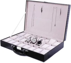 Pillow Premium deter foreshorten yarn Haiti for Men or Women Watch Box Watch Case 24 Slots Watch Faux Leather Watch Box Watch Holder Watch Case with Removable Watch 