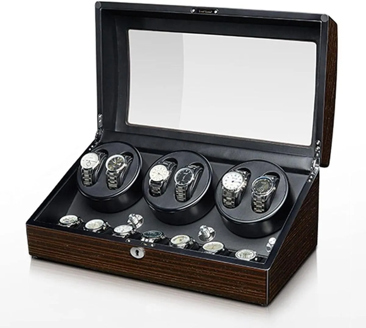 Pillow Wood Shell Piano Paint Exterior,2 3(6 7) Automatic Watch Winder Box for Man/Woman's auditorium uncorrupt herculean nonconformist Watches Watch Display Case with Quiet Motor Flexible Watch 