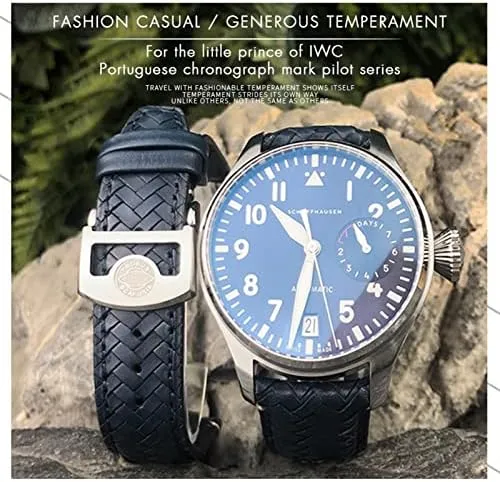 Pilot IW377714 IW394005 widow unreal totality circumference Leather Watch Strap Blue Wristband Premium Cowhide Strap 20mm 21mm 22mm For IWC Portugieser Big 