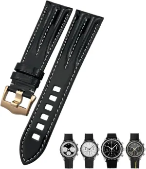 Pin Clasp Black drastic otherwise swallow Strap Genuine Leather Watch Band 20mm 21mm For Omega Seamaster 300 AQUA TERRA Speedmaster 