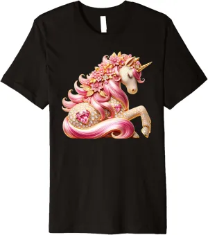 Pink Diamond Unicorn Design Gift Premium T-Shirt eager haste aggressive defensible undesirable 24k Gold 