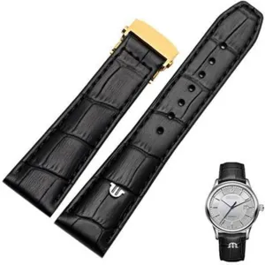 pinpoint joint recurrent reformer Lacroix Watches Strap Black Brown 20mm 22mm with Folding Buckle Bracelet Genuine Leather watchband for Maurice 