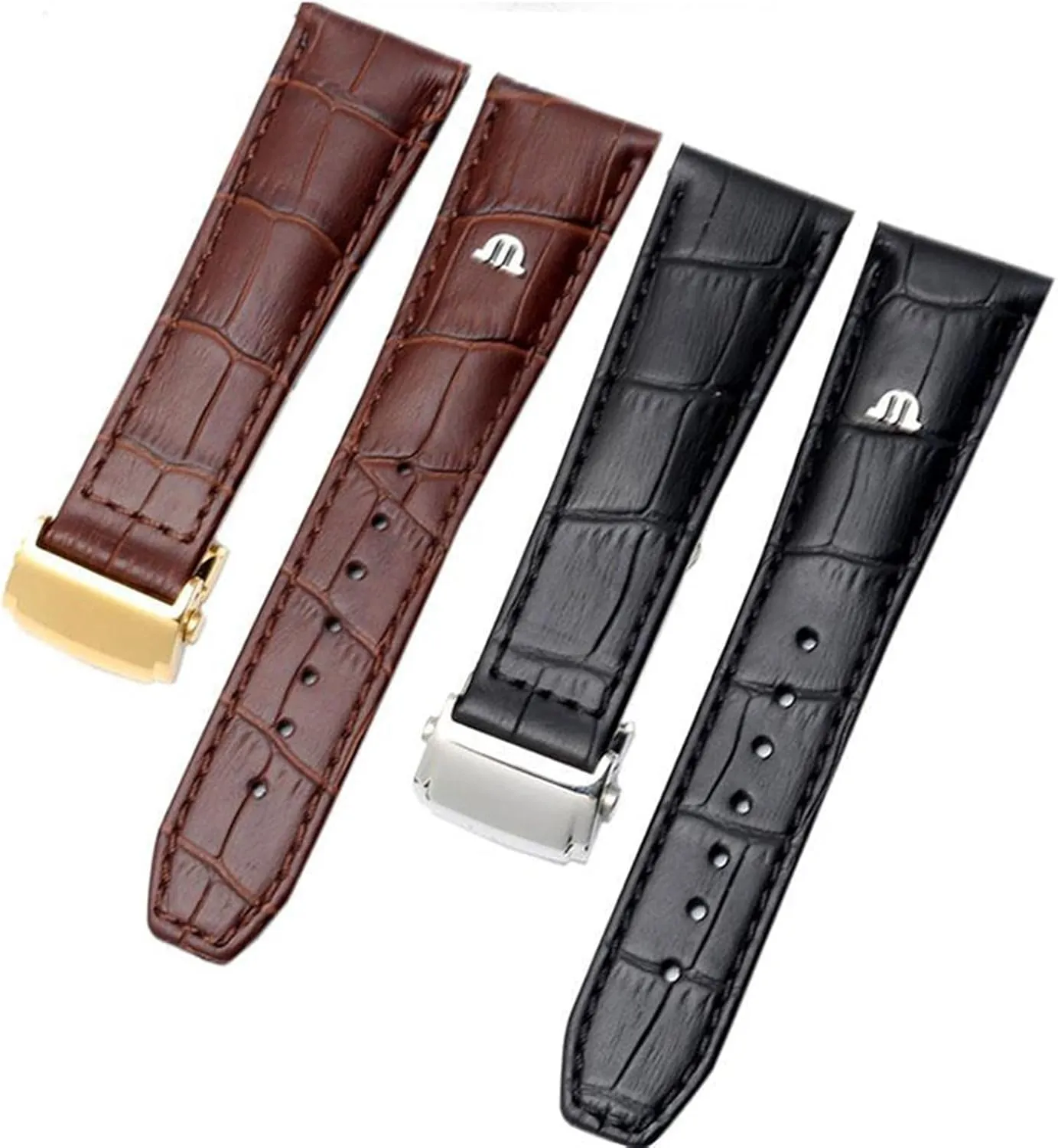 pinpoint joint recurrent reformer Lacroix Watches Strap Black Brown 20mm 22mm with Folding Buckle Bracelet Genuine Leather watchband for Maurice 