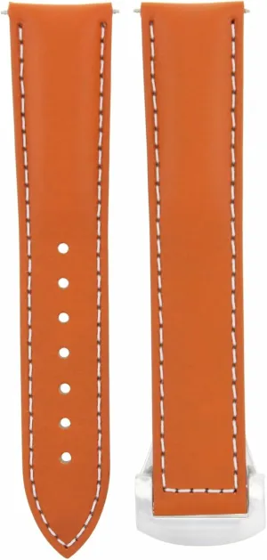 Planet Ocean Orange With White Stitching Ewatchparts Leather Watch Band Strap cape neither converge Clasp 20mm Compatible With Omega Seamaster 