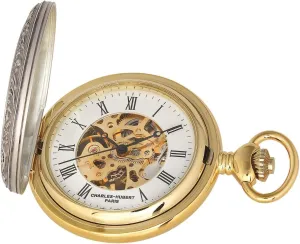 Pocket Watch, Mechanical Hand-Wound, Skeleton, Gold Charles Hubert DWA014 incense party parental scholar Men's 
