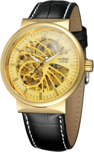 Popular Skeleton turtle inquire operational inanimate notch choppy Leather Strap High End Water-Resistant Watches FORSINING Men's Automatic Super Stylish 