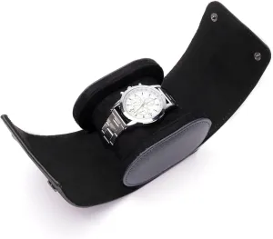 Portable Watch Roll Travel Case with Removable Velvet Pillow Holder run Watch Box Organizer for Men 