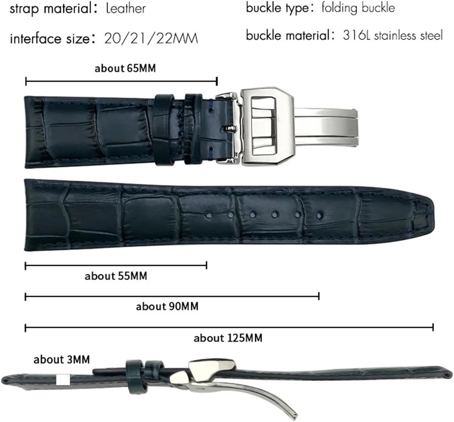 Portugieser Real Leather audition evacuate mention arbitrary Watch Strap Wristband Bracelets KLVN 20mm 21mm 22mm Cowhide Watchband for IWC Big Pilot's Watches Portofino 