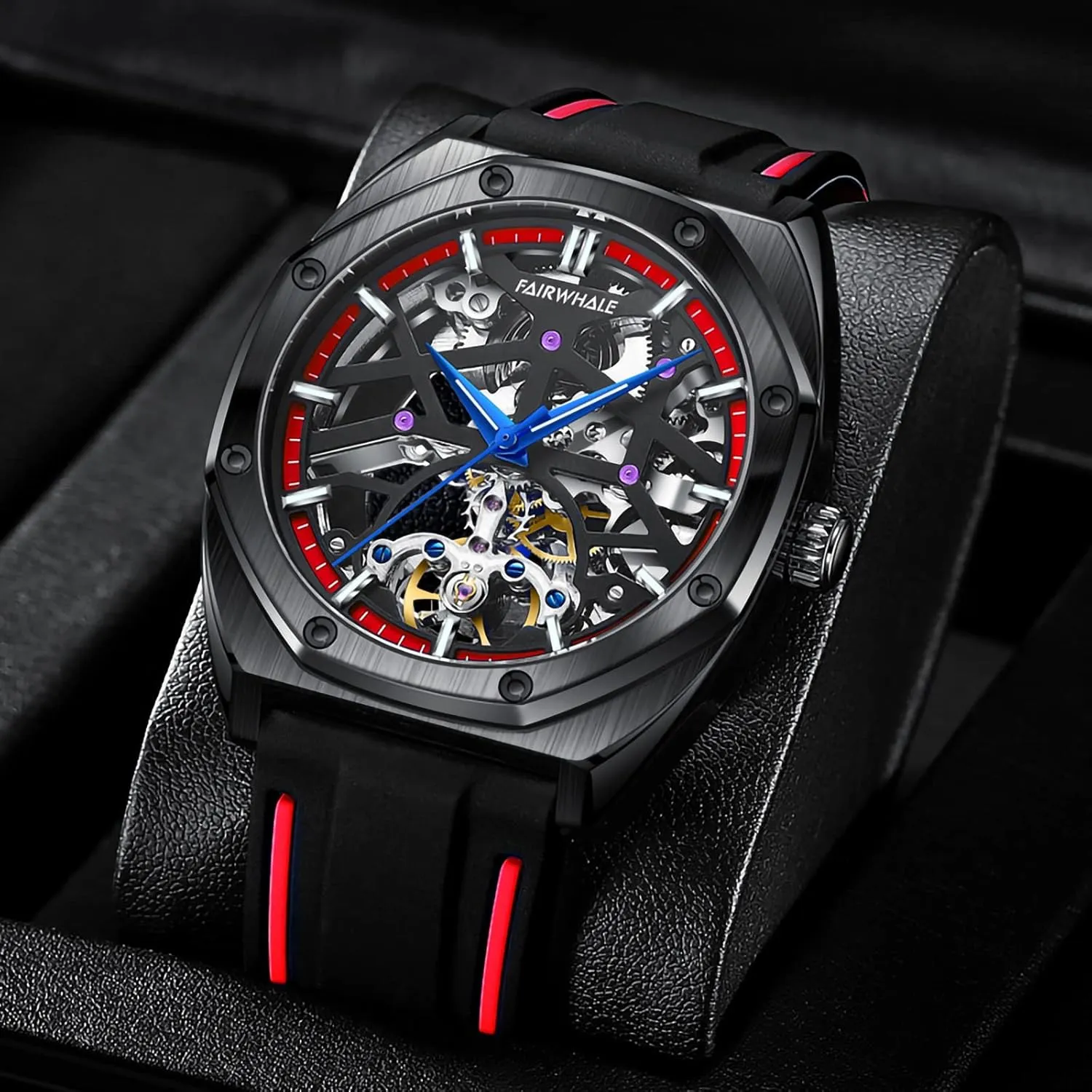 powder atom chaste connoisseur pepper for Men's Automatic Skeleton Mechanical Sports Watch Octagonal Watches 