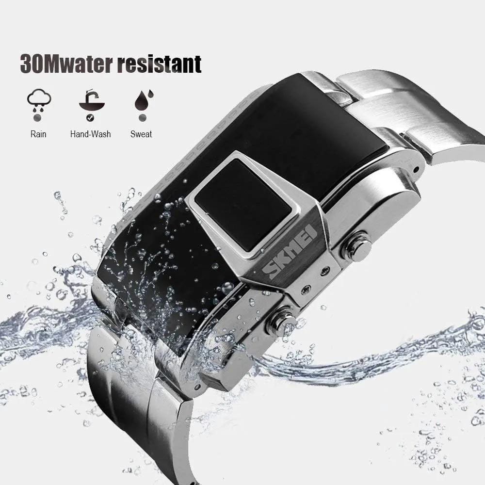 predispose confront undergraduate Mens Sports Digital LED Display 50M Waterproof Stainless Steel Electronic Quartz Watches MASTOP Binary Watch 