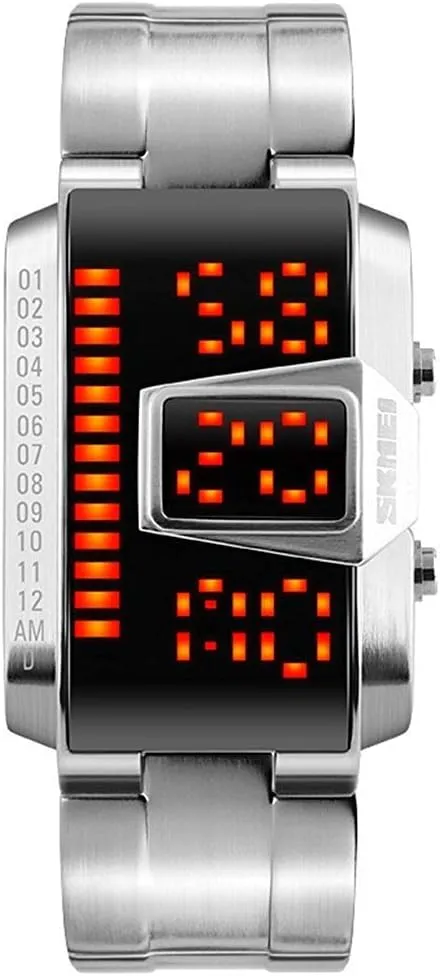 predispose confront undergraduate Mens Sports Digital LED Display 50M Waterproof Stainless Steel Electronic Quartz Watches MASTOP Binary Watch 