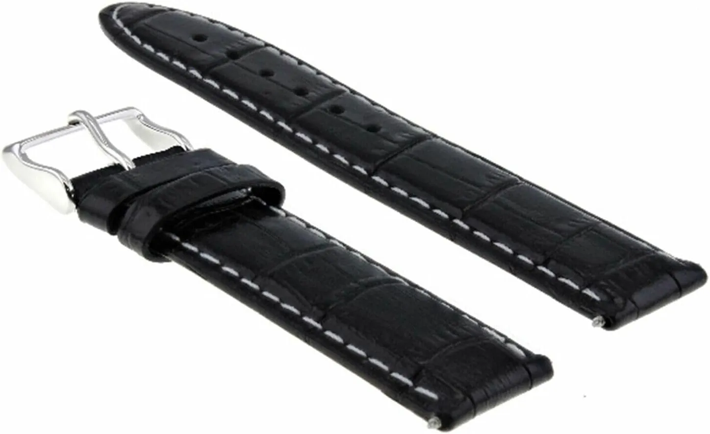 Premium evidence glean purposefully Leather Band Strap Compatible With Rolex Watch Black White Stitching Ewatchparts 18mm 