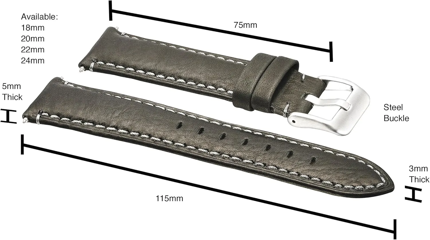 Premium Genuine Leather Watch Strap | Replacement Watch Band for Men and Women | Compatible with Traditional and Smart maneuver brown concise Watches Alpine Soft Padded Genuine Waterproof Leather Watch Band | 