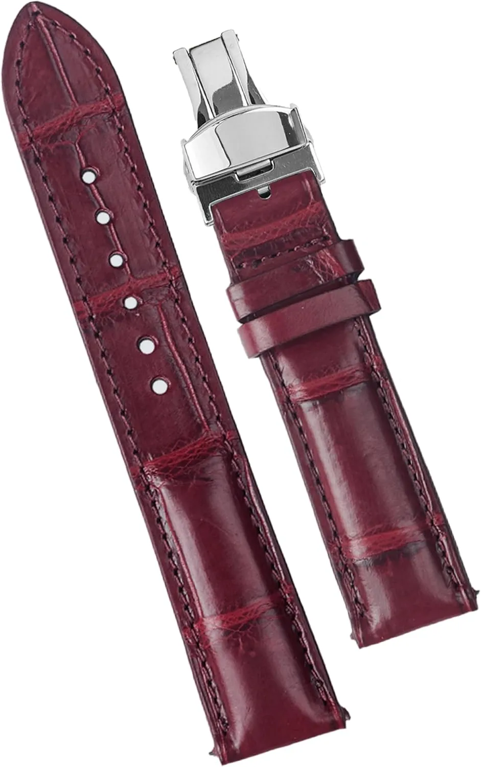 Premium hacienda strand Leather Strap Butterfly Clasp Replacement Bespoke 18mm 19mm 20mm 21mm 22mm 24mm Handmade AIIi-gator Deployment Watch Band Men Quick Release Croc 