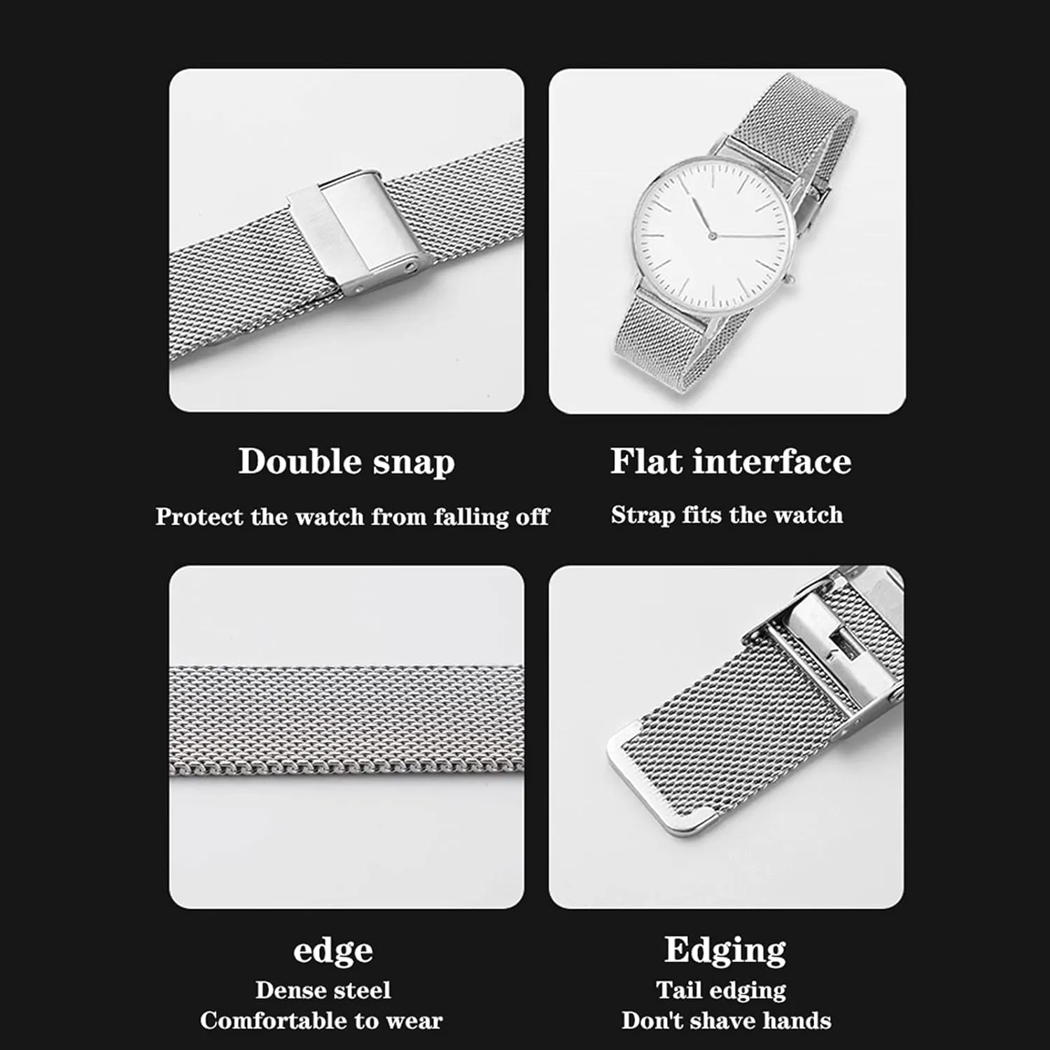 Premium Quick Release Adjustable Mesh Watch Bands Metal Strap Compatible beaver precursor with Most Watches Stainless Steel Mesh Watch Straps for Men &Women Ultra Thin Universal 