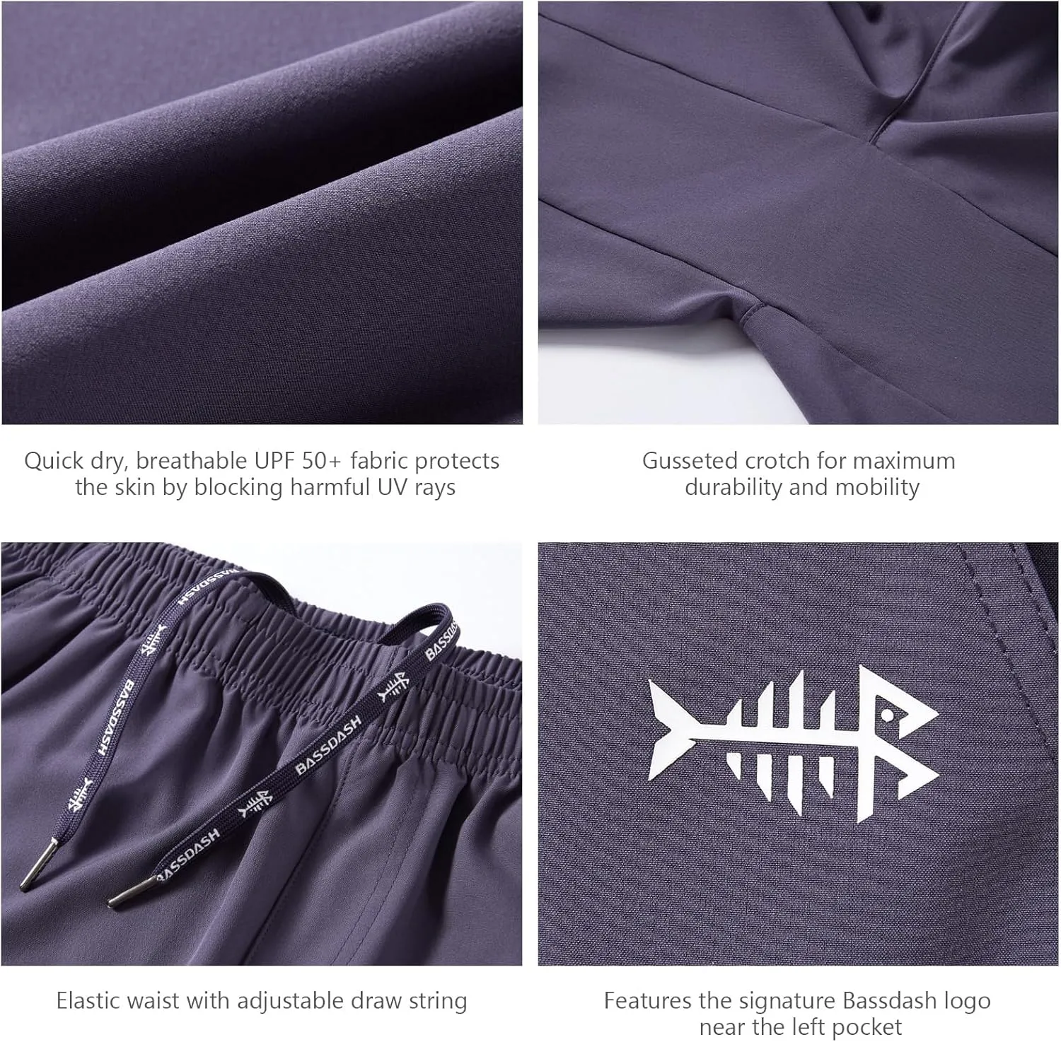 prerecord Pocket FP06M BASSDASH Men??s 7?? Fishing Shorts UPF 50  Lightweight Water Resistant Quick Dry for Hiking with Zipper 