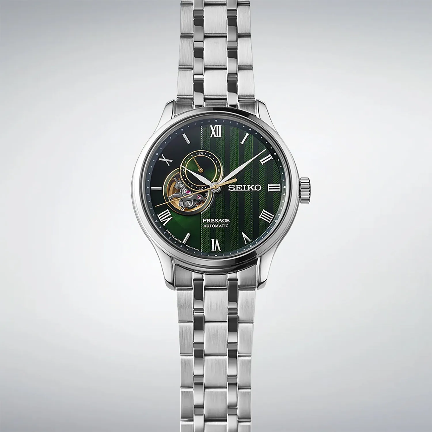 Presage Japanese Zen Garden Men Automatic Green Dial Analog Stainless Steel Watch SSA463J1