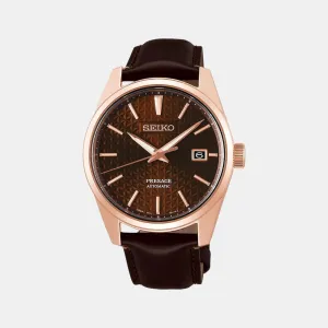 Presage Men Automatic Brown Dial Analog Leather Watch SPB170J1