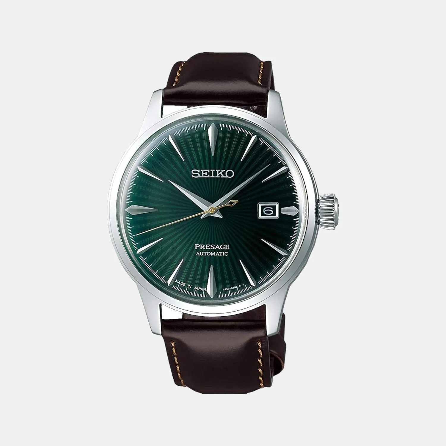 Presage Men Automatic Green Dial Analog Leather Watch SRPD37J1