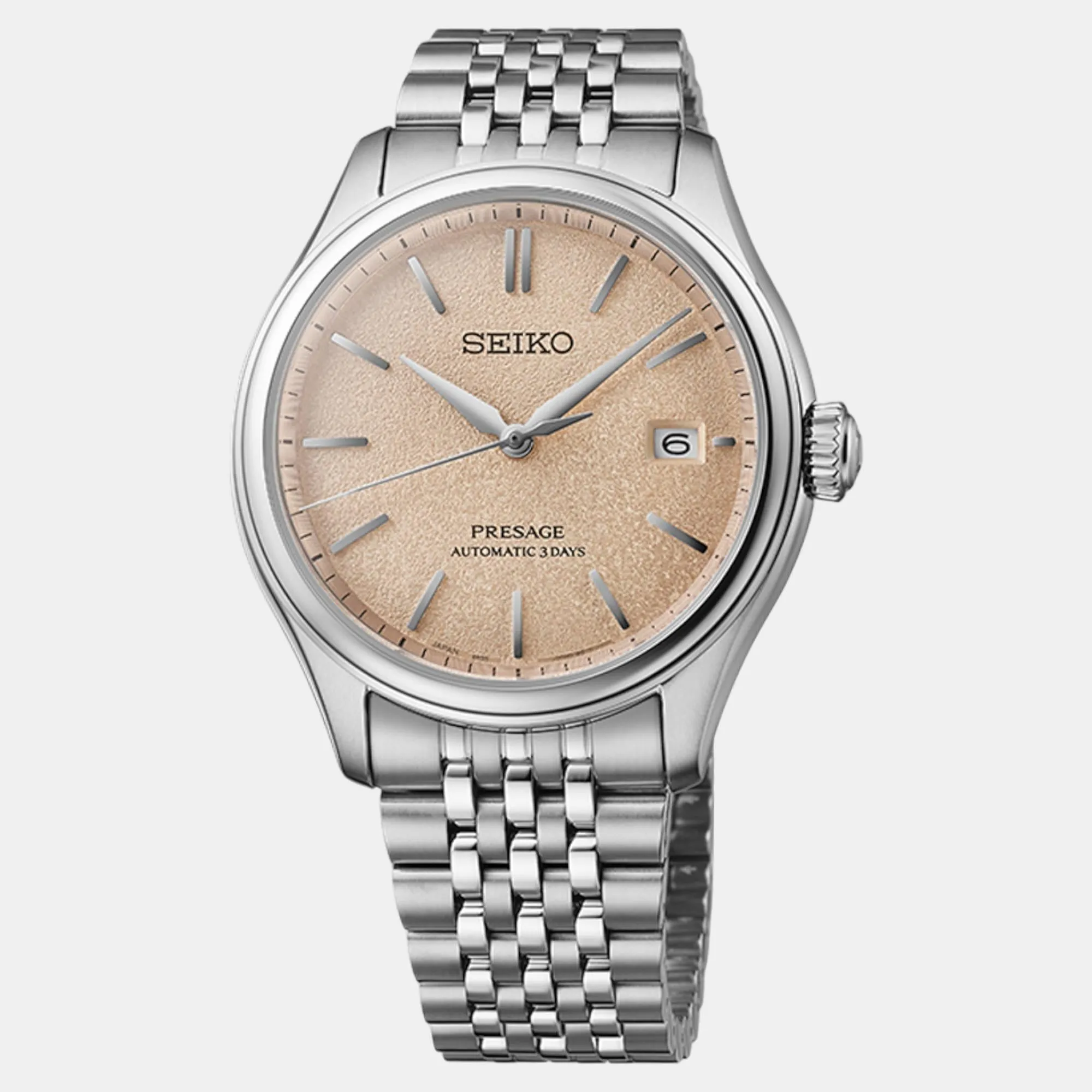 Presage Men Automatic Pale Persimmon Dial Analog Stainless Steel Watch SPB467J1