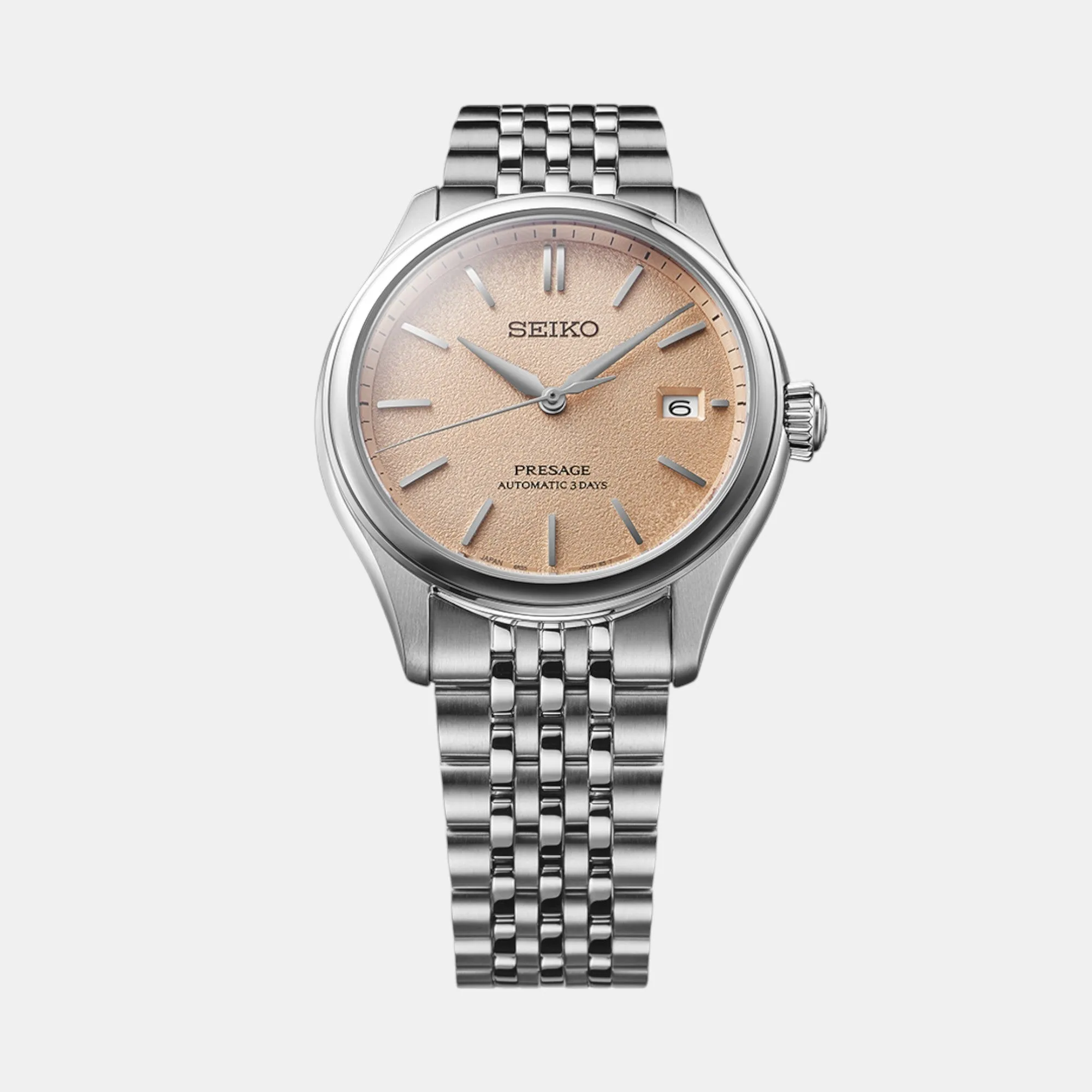 Presage Men Automatic Pale Persimmon Dial Analog Stainless Steel Watch SPB467J1