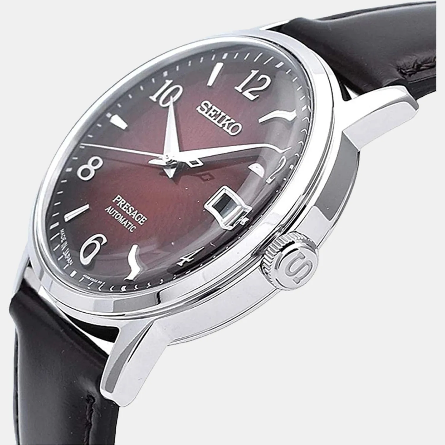 Presage Men Automatic Red Dial Analog Leather Watch SRPE41J1