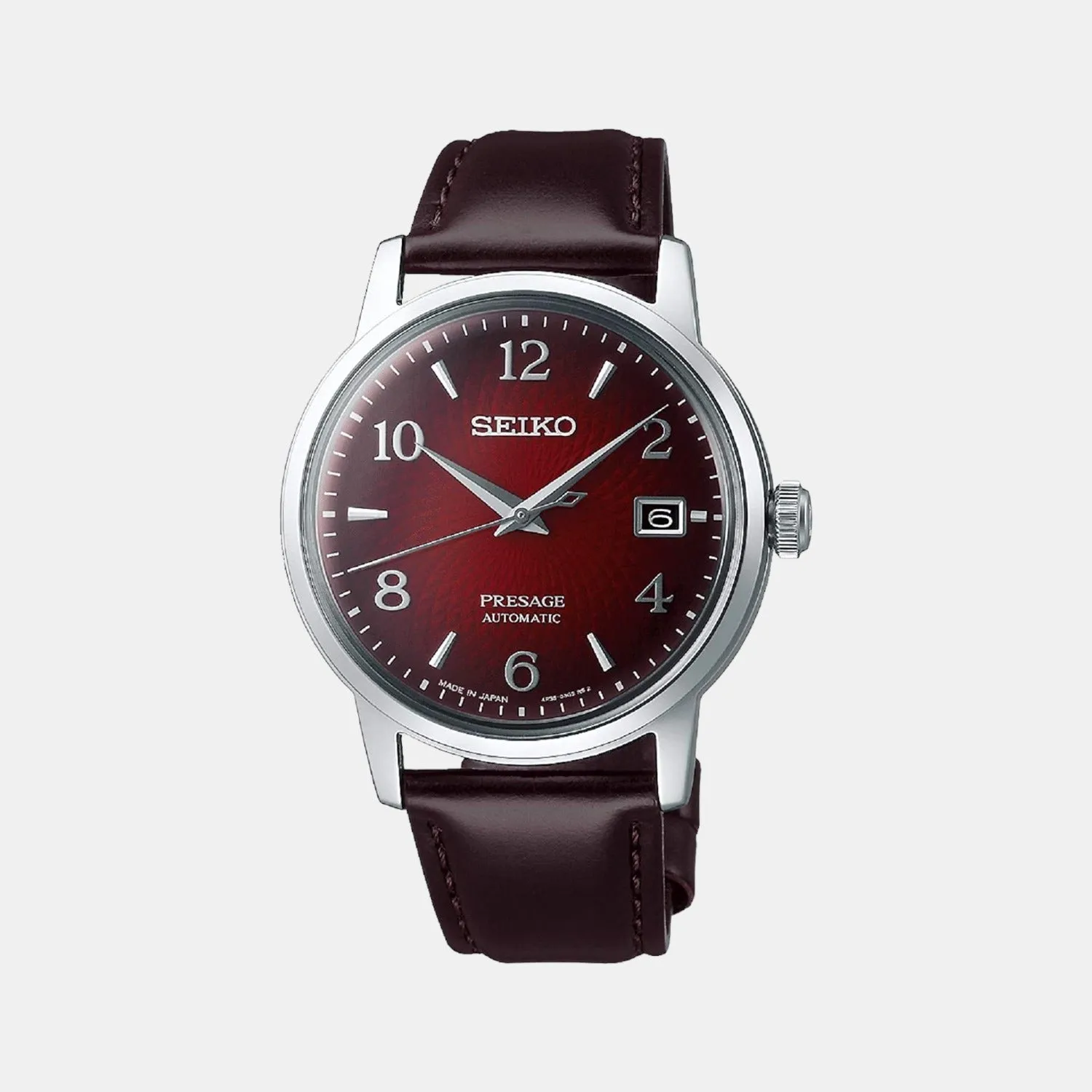 Presage Men Automatic Red Dial Analog Leather Watch SRPE41J1