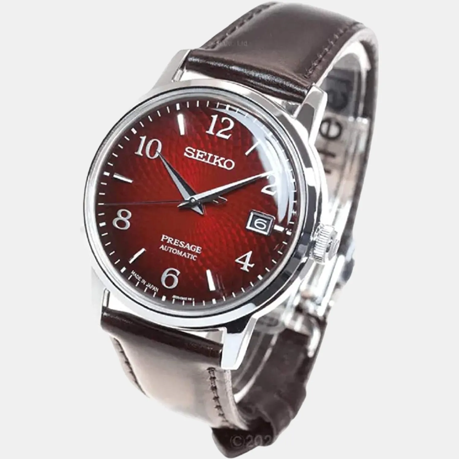 Presage Men Automatic Red Dial Analog Leather Watch SRPE41J1