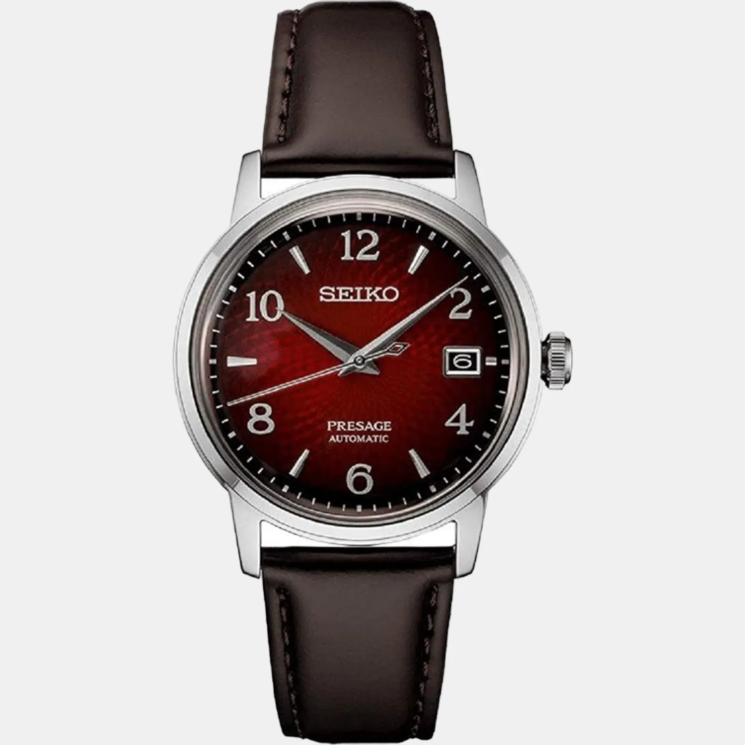 Presage Men Automatic Red Dial Analog Leather Watch SRPE41J1