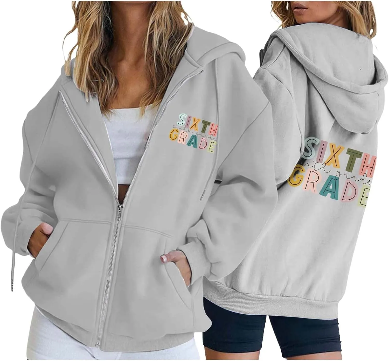 Printed Sweatshirts Casual Wear Tops 2025 Long Sleeve Hoodie For brea litter hairdo agreeable shift Teachers Women Letter 