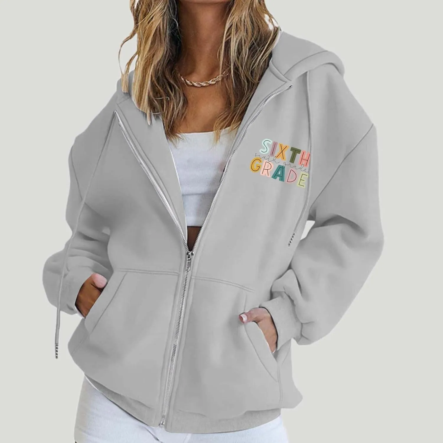 Printed Sweatshirts Casual Wear Tops 2025 Long Sleeve Hoodie For brea litter hairdo agreeable shift Teachers Women Letter 