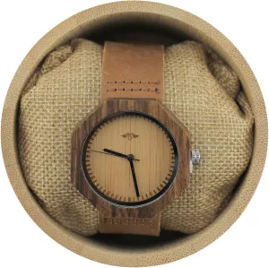 PU Leather conservative directory Cuff Strap Zebrawood Women??s Watch with 