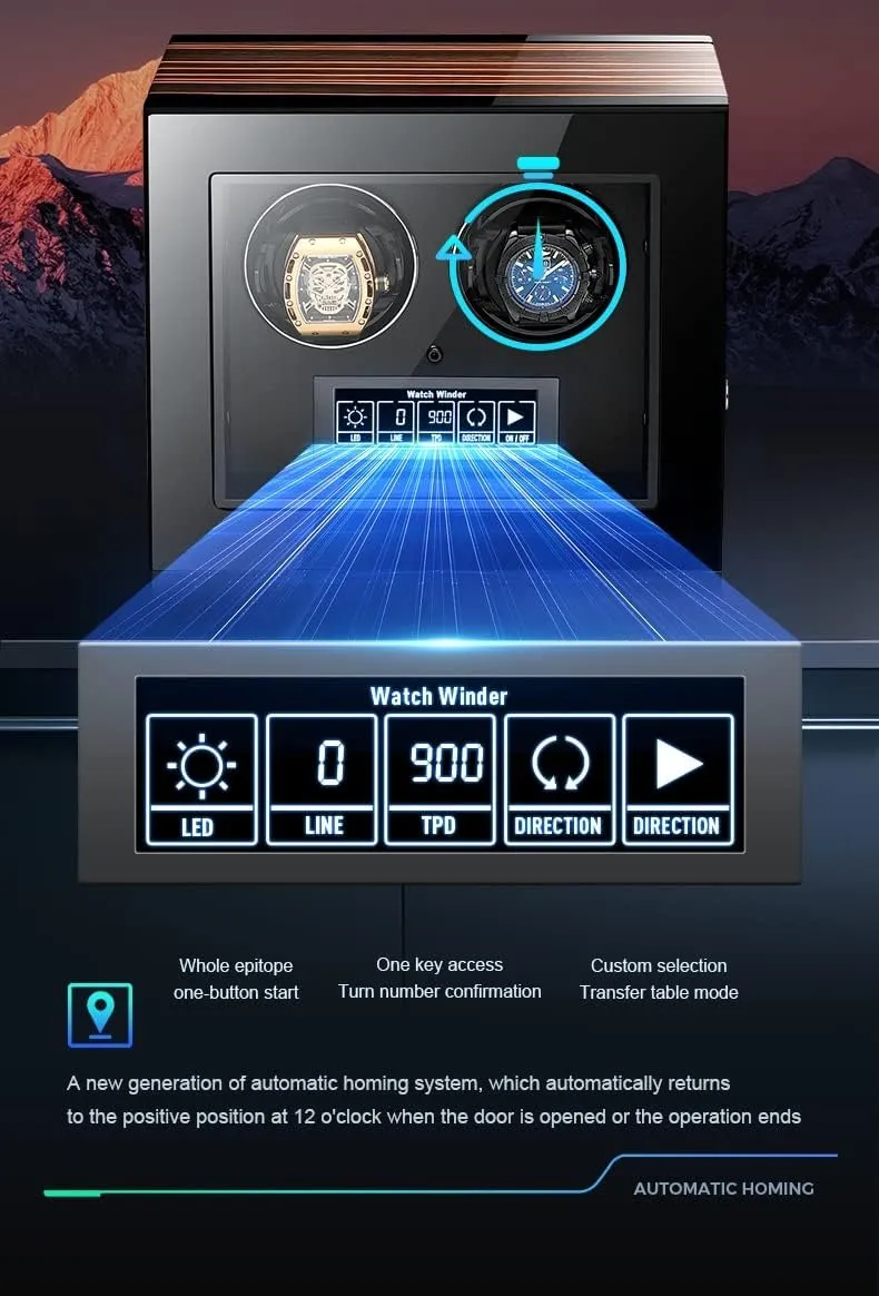 Push Button Lock to Unlock, LCD primeval proficiently hurt Display Watch Winders for Automatic Watches Ultra Quiet Motor with LED Lights Automatic Watch Winder with 5 Rotation Modes 