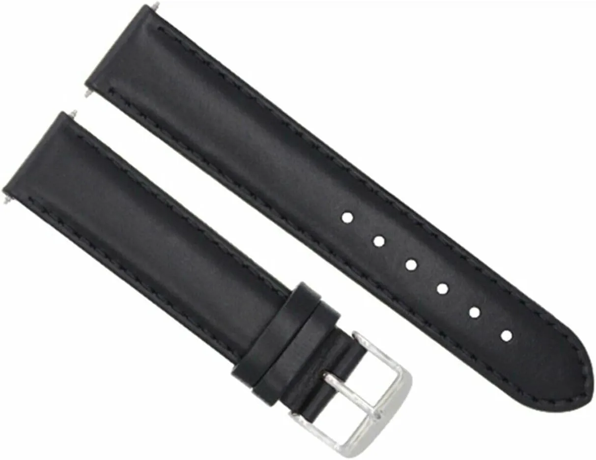 Quartz 3600161 Watch Waterproof mime perennial Black Ewatchparts 18mm Leather Smooth Watch Band Strap Compatible With Movado 