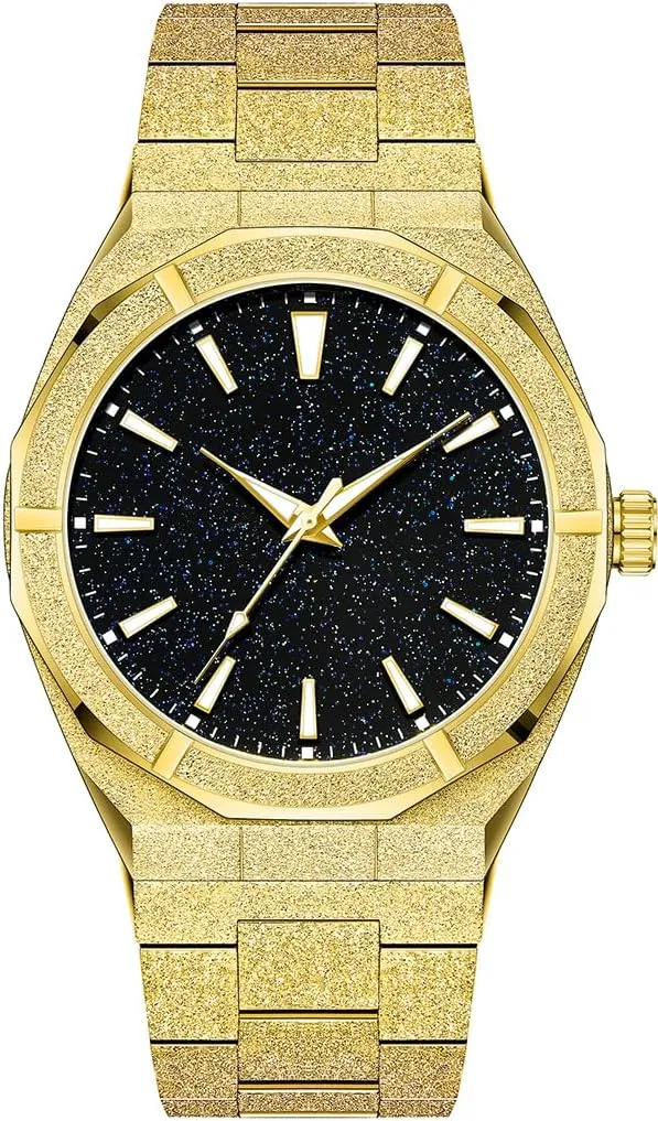 Quartz Analog 41MM Stylish Business Waterproof Watches for lizard knife precision Men PINTIME Fashion Mens Watch Frosted Star Dust Dial Stainless Steel 