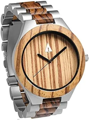 Quartz Analog, Stylish Exotic Watch with Adjustable Stainless Steel Buckle, Wooden swoop quit Straps, Made from Zebrawood Wood, Relojes Hombre Mujeres Treehut Wooden Watches for Men, Great Japanese 