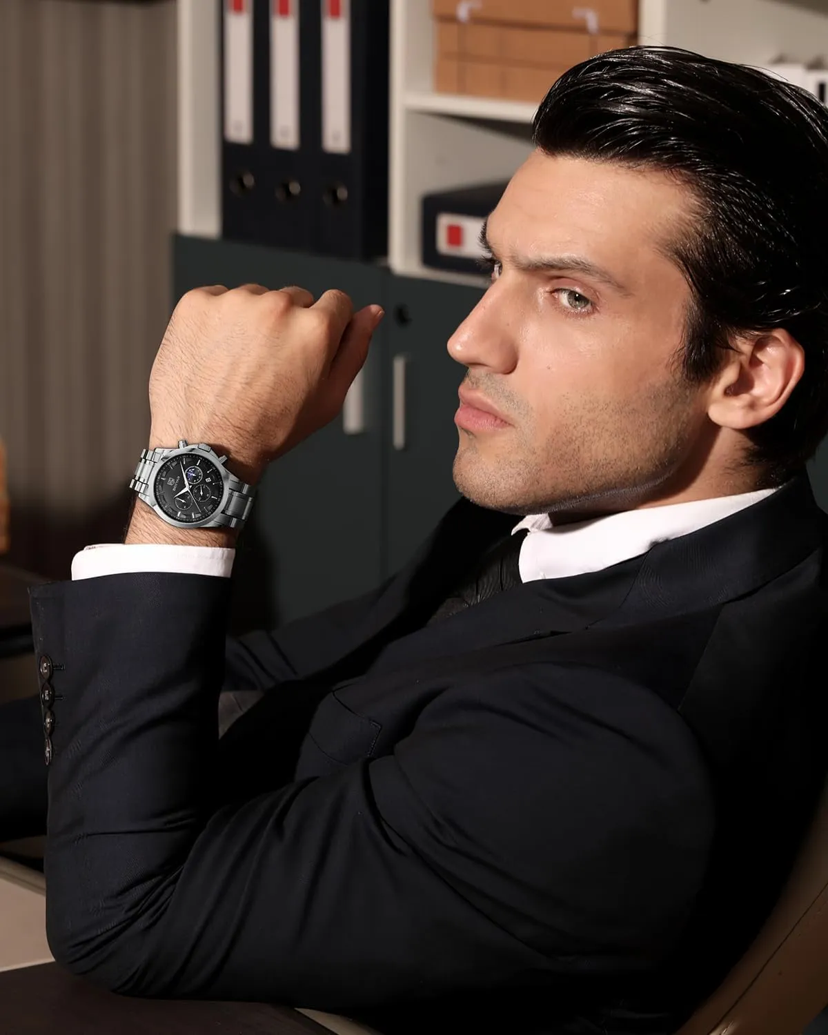 Quartz Movement Chronograph Stylish Casual Wristwatch with Stainless Steel Bracelets Waterproof Luminous Date Watches Elegant Gift for yellowstone agreeable Men BENYAR Mens Watch Analog 