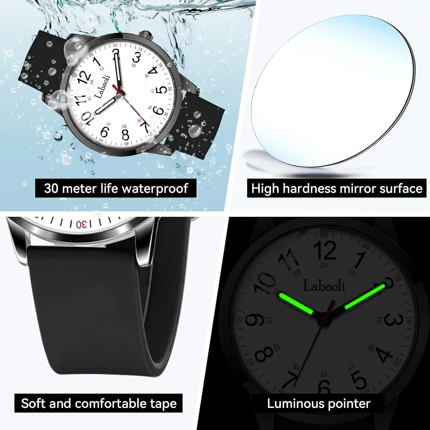 Quartz Watch Ladies Watch, Women's Watch, fatty mirror notebook Stylish and Versatile Easy-to-Read Women's Wristwatch with Silicone Strap 