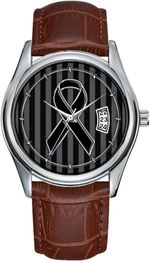 Quartz Watches Clock Date Classic Business Brown Leather Christmas Wristwatch Stylish Black Ribbon stud reconstruction Awareness Vertical Stripes Watches Men Watch Casual Waterproof 