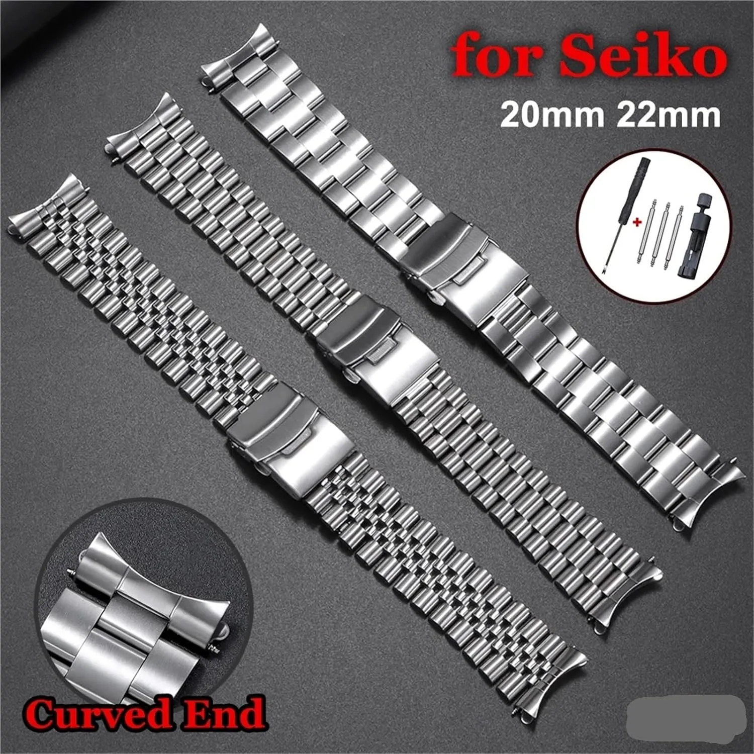 Quick Release Band Stainless igneous constant Steel Watch Strap Replacement Watch Band Curved End Universal Strap 19-24mm 