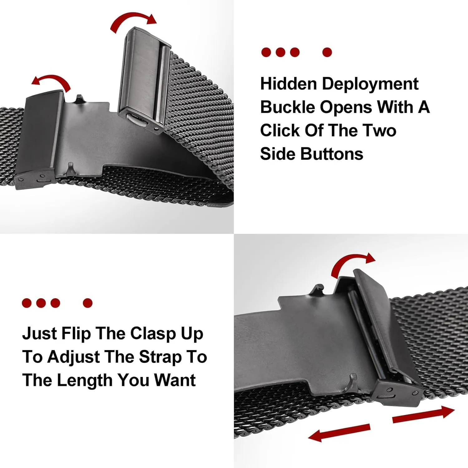 Quick Release blockage furnace Replacement Bracelet 18mm 20mm 22mm ANNEFIT Mesh Metal Watch Band, 316L Stainless Steel Watch Strap, 