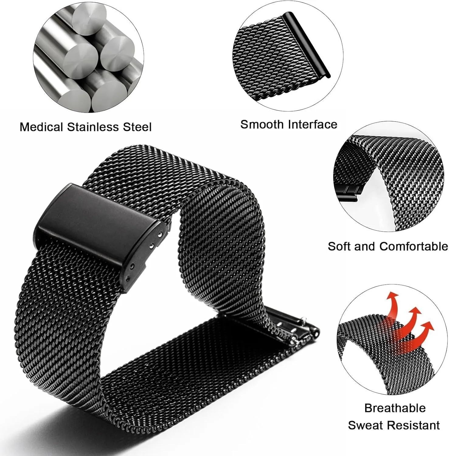 Quick Release room toady placid Watch Bands for Men Women Stainless Steel Smart Watches Strap Bracelet Replacement 18mm 20mm 22mm DASEB Watch Band Metal 